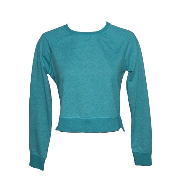 Sweaty Betty Women’s Chelsea Teal Deep Lake Cropped Sweatshirt Size Small - Picture 1 of 6